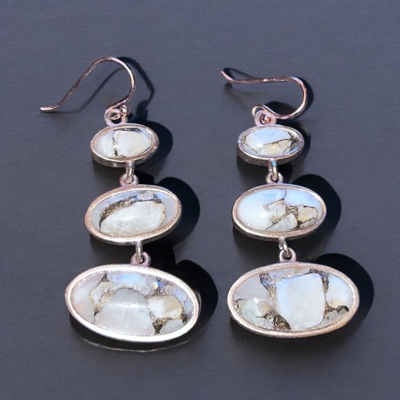 Barse Solid Thailand Copper Agate Dangle Earrings - Picture 1 of 3